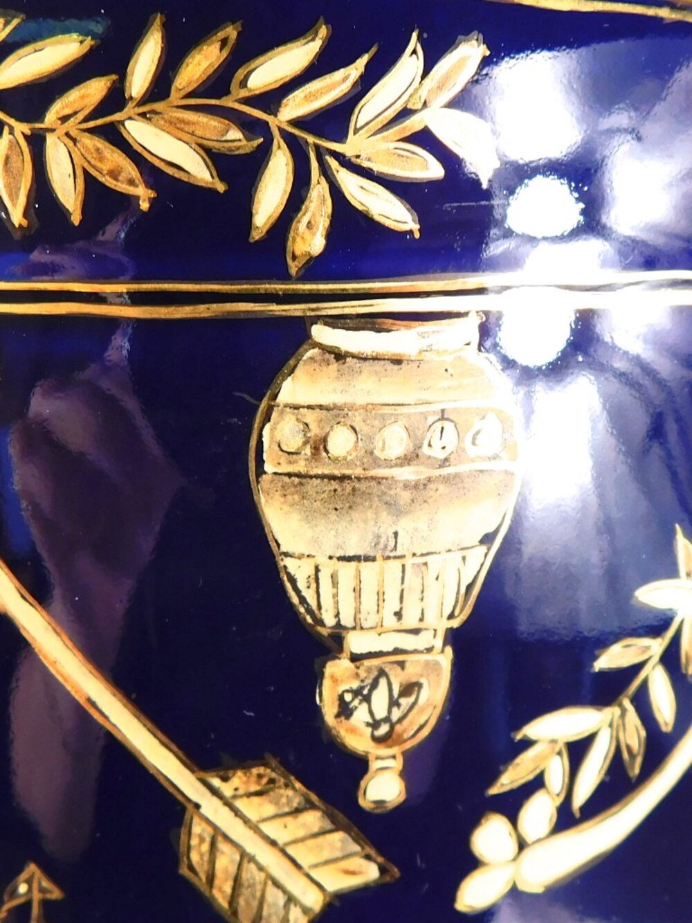 Big Blue Jar, Vase, or Urn with Angels # 27259 - Picture 4 of 13